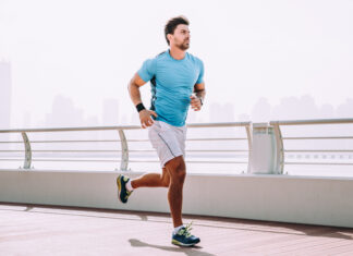 Recovery Run - Man running on a sidewalk